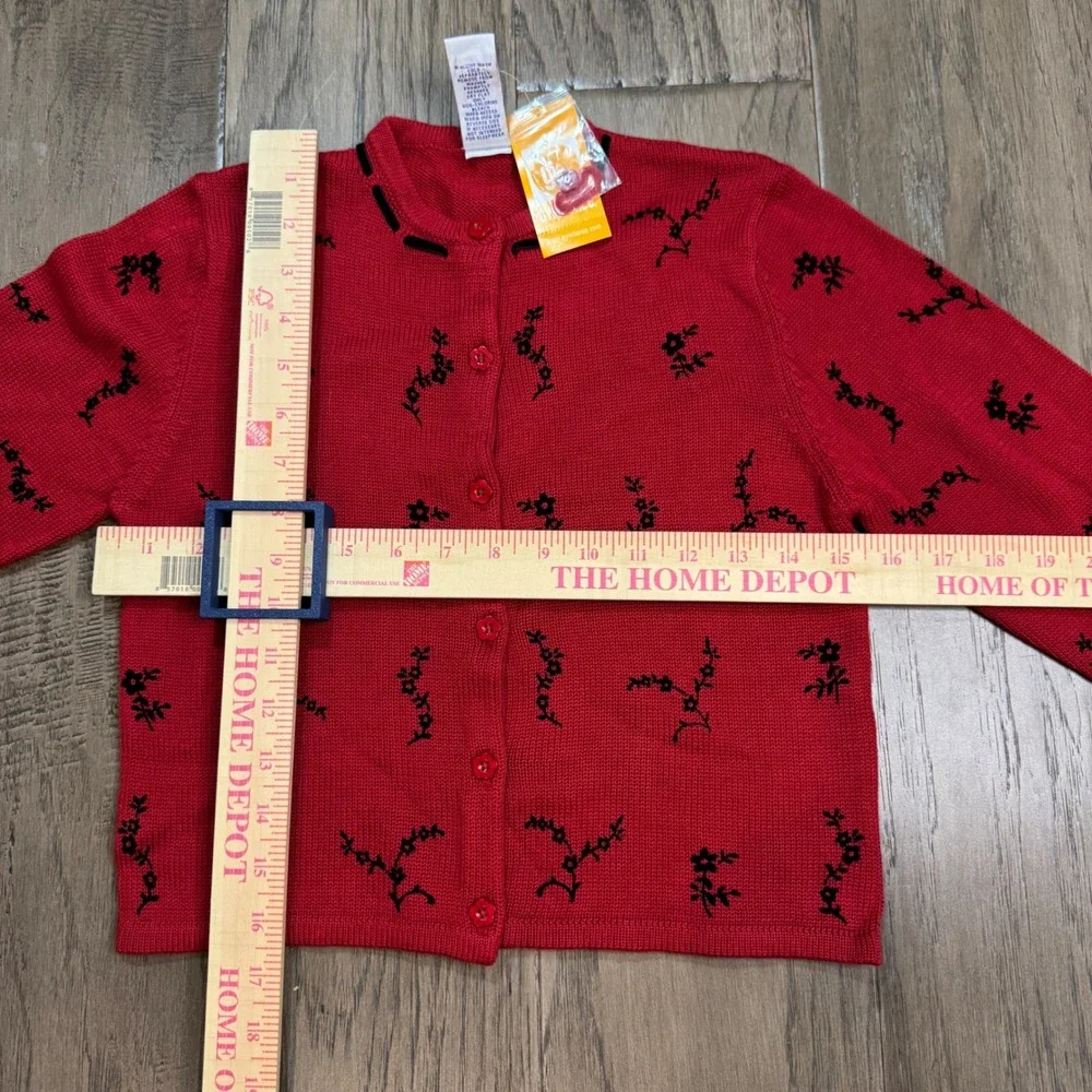 VNTG NWT Gymboree Girls Red Floral Embroidered Cardigan‎ Sweater  7 Years